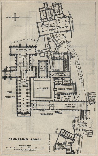 Fountains abbey ground plan - abbey,