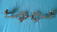PAIR OF BRASS WALL MOUNTED CANDLE SCONCES HOLDERS ART NOUVEAU