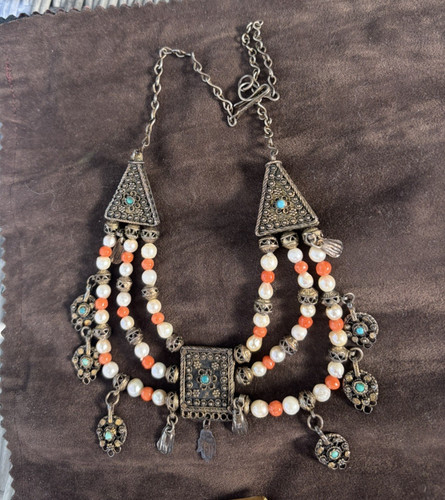 Yemeni tribal metal necklace - yemeni,