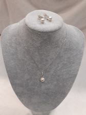 Swarovski Earrings and Necklace Silver Tone Set.  Chain Length 42 cm.