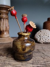 Small Rustic Studio Pottery Bud Vase Earthy Organic Ornament 