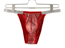 Mens Large Shiny Red Low Rise Tanga Hipster Briefs Lingerie Gay Underwear UK