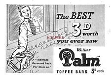 Walter's PALM Toffee Sweets ADVERT (1) Small Vintage 1950s Print Ad 162/28