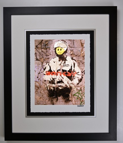 Smile cop banksy framed - "smile, cop"