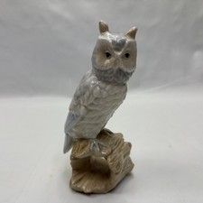 Unbranded Ceramic Owl Figurine Grey/Beige Glazed 415g