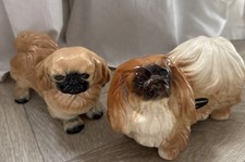 Pair of Coopercraft  Vintage 1970's Ceramic Pekingese Dog Ornaments