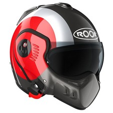 Roof Boxer Alpha Motorcycle Motorbike Flip Up Helmet - Focus Red / Silver