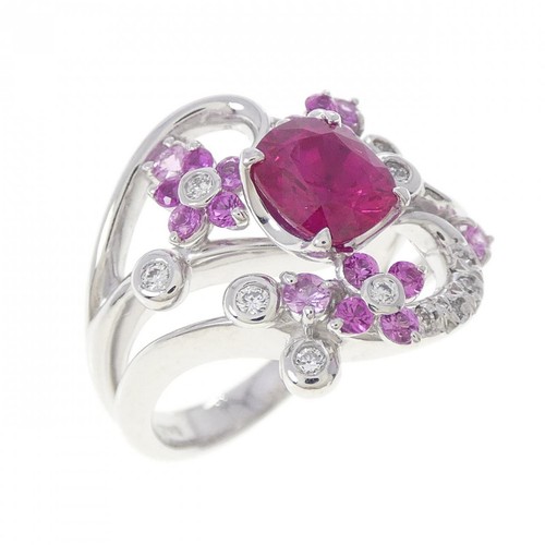 Authentic 18k white gold - 18k, ruby