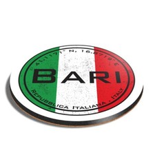 Round MDF Coaster Bari Italy Flag Circle #59451