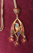 Vintage enamel Bird pendant