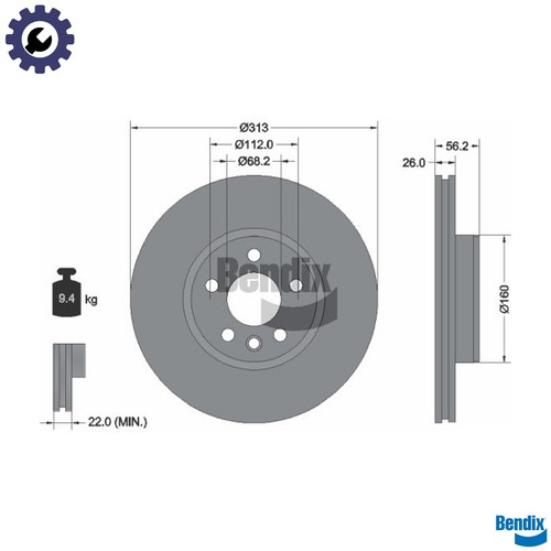 Brake disc bds1385hc for vw - for,