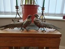 Pair Of Antique Italian Silver Coloured Pheasants