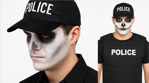 Police hat black adjustable - police,