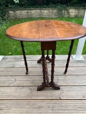 Lovely Antique Small Gate-leg Walnut Oval coffee table with Bamboo turned legs