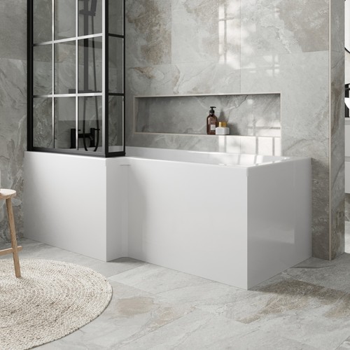 Shaped shower bath front - l,