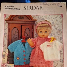 Sirdar 4Ply/DK Knitting Pattern Book 244 Dolls 19-22" Premie 13 outfits original