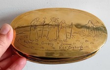 Unusual 18th Century Scottish (or Dutch) engraved brass snuff box.
