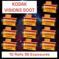 10x Kodak Vision3 500T (5219), 35mm Film, 36 Exposures, Professionally Loaded