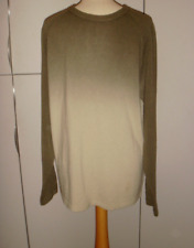 Tom Wolfe Dark & Light Olive Green Ombre Crew Neck Soft Sweater Jumper Size L