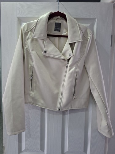 Cream leather style jacket - cream,