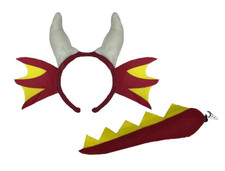 Red Dragon Headband With Horns