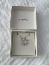 Swarovski Silver Crystal Bow Necklace In Box Brand New
