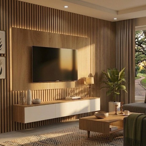 Modern floating media wall - floating,