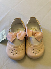 Monsoon baby girl shoes PINK PATENT CUT OUT BOW WEDDING ANY OCCASION SIZE 02