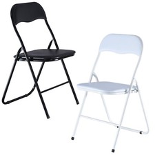 4 Pc Folding Lightweight Chair Set Portable Metal Frame PVC Velvet Ribcord Seats