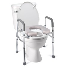 400lb Heavy Duty Raised Toilet Seat w Handles Adjustable for Elderly Disabled
