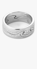 Georg Jensen Fusion Rings 18 Caret White Gold With Outlined Diamonds Size P 1/2