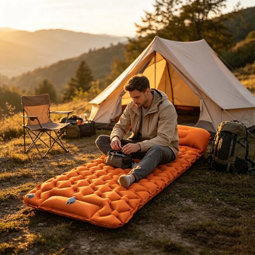 Self inflating sleeping mat - self,