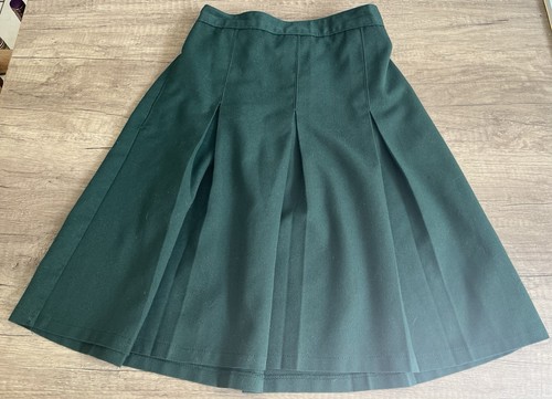 Pleated green school - green, skirt