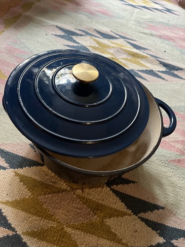 Large dark blue cast iron - iron, pot