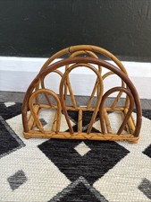 Vintage 1970s Bamboo Wooden Letter Rack Holder Desk Prop