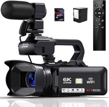 6K 64MP Camcorder Video Camera 18X Digital Zoom IR Night Vision 4.0 Inch Touch S