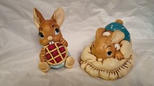 2 Pendelfin Rabbits 'Dodger'And 'Picnic Midge' 1960s  Excellent Condition No Box