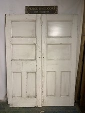 PD04 ( 55 3/4 X 74 1/2) Old Victorian Pair of Matching 4 Panel Period Pine Doors