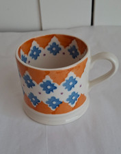 Emma Bridgewater Small Spongeware Mug Orange & Blue Print