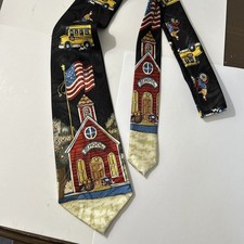 Steven Harris School House Tie School Bus Children Teacher Made In USA
