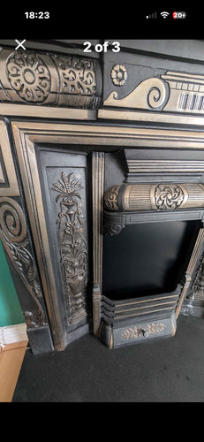 Black cast iron fireplace