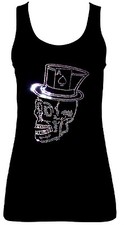GOTHIC SKULL PIRATE ACE OF SPADES RHINESTONE CRYSTAL VEST TANK TOPS all sizes