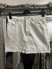 Primark Women’s White Denim Jean Mini Skirt Size 14 Good Condition