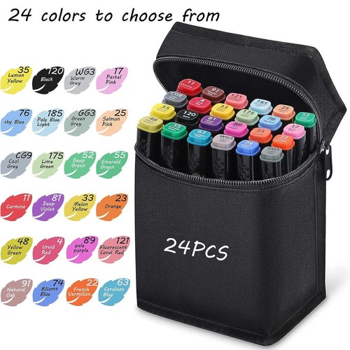 24pcs colouring pens dual tip - 24pcs,