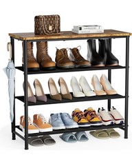 HOOBRO EUBF14XJ01 4-tier Shoe Rack With 3 Mesh Shelves - Black