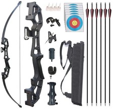 UK 40LBS 51" Takedown Recurve Bow and Arrow Adult Archery Set Outdoor Black RH