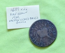 1689 Ireland Gunmoney HALF CROWN (MAR) - James II Copper/Brass Irish Coin 14.65g