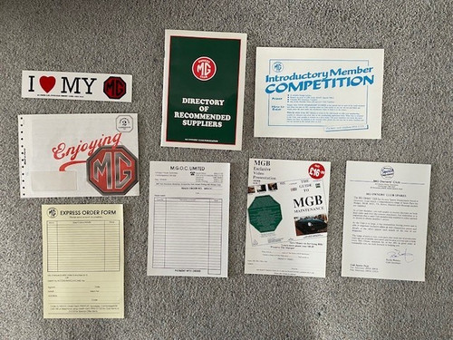 Owners club ephemera - mg, x7