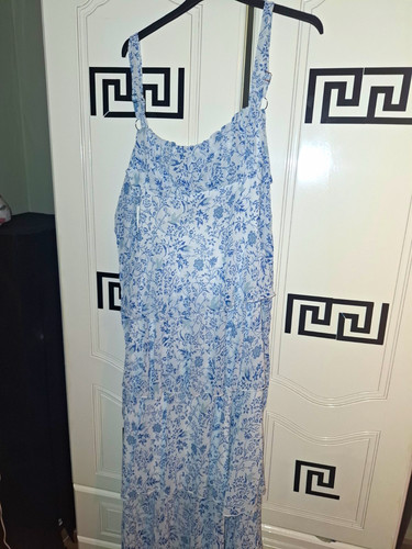 Women blue white floral - blue,