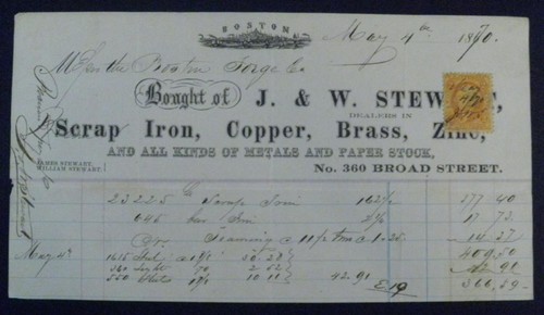 Boston mass 1870 billhead j - mass.,
